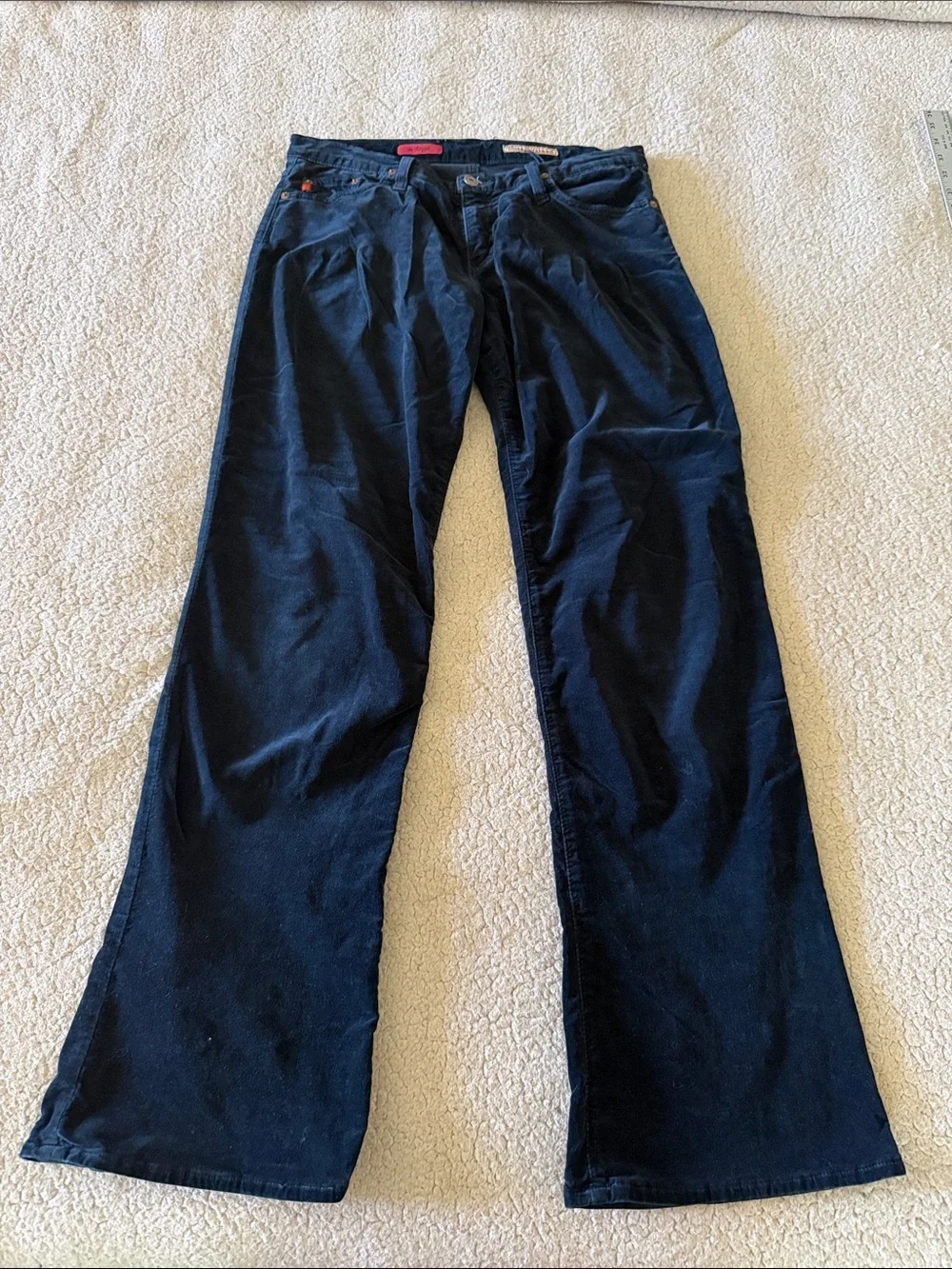 Ag Adriano Goldschmied The Angel Navy Velvet Flare Wide Leg Jeans 30